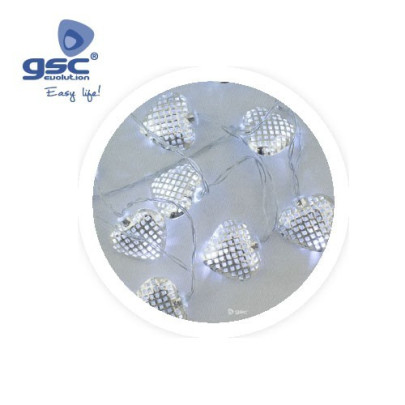 Corazones de LED Plateados
