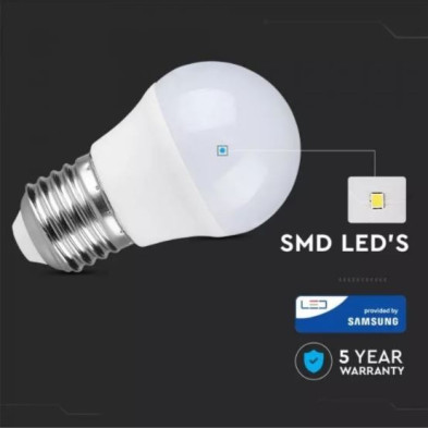 Bombilla LED E27 esférica 7W 5 años de garantía