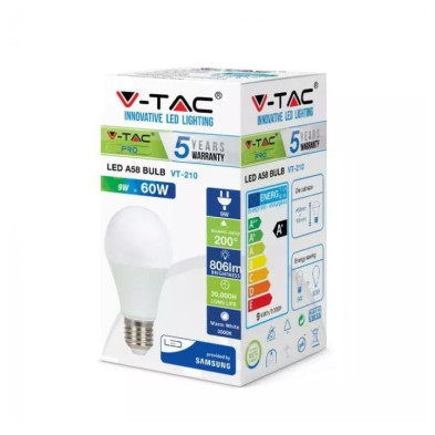 Bombilla LED 9W E27 A60 5 años de garantía