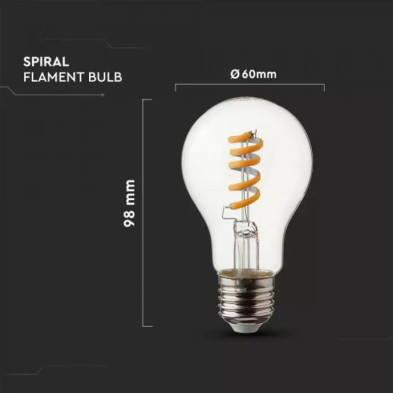 Bombilla LED 4W E27 A60 filamento espiral